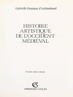 cover image of Histoire artistique de l'Occident médiéval